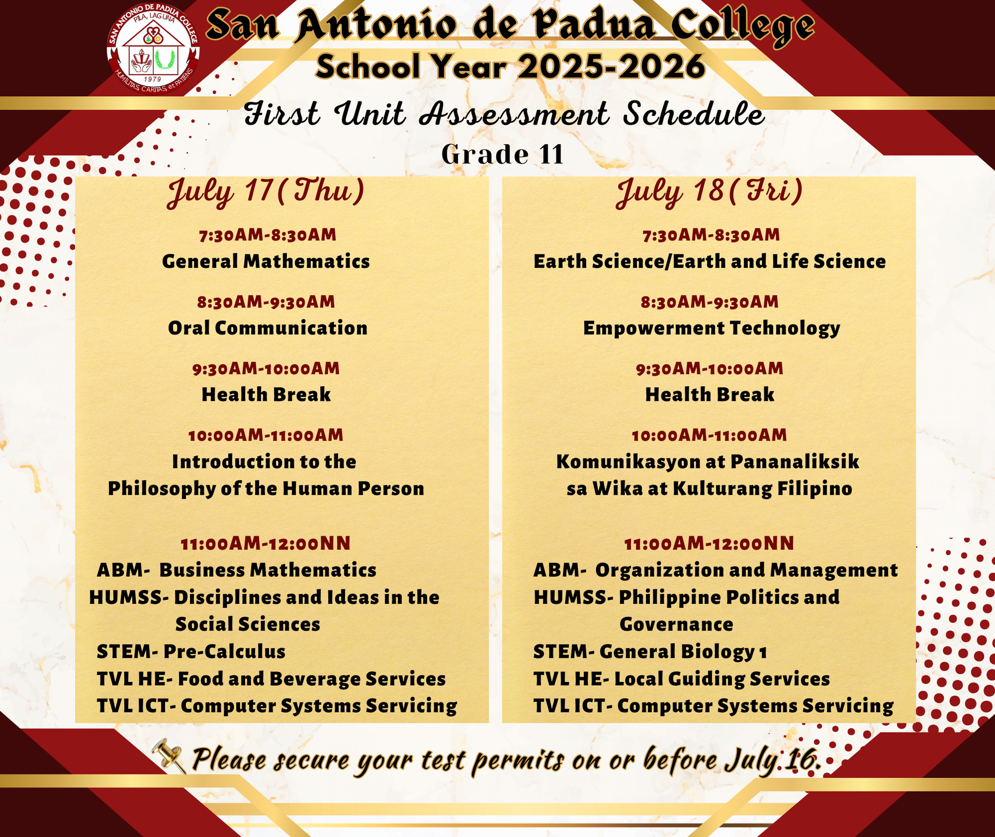 Attachment Grade 11 First Unit Assessment Schedule 2025-2026.png