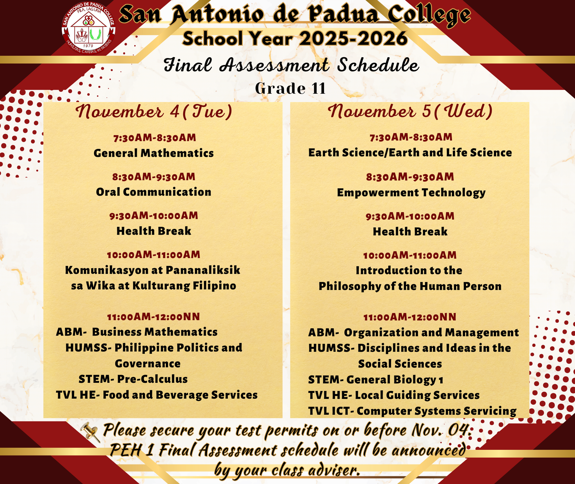 Attachment Grade 11 Final Assessment Schedule.png